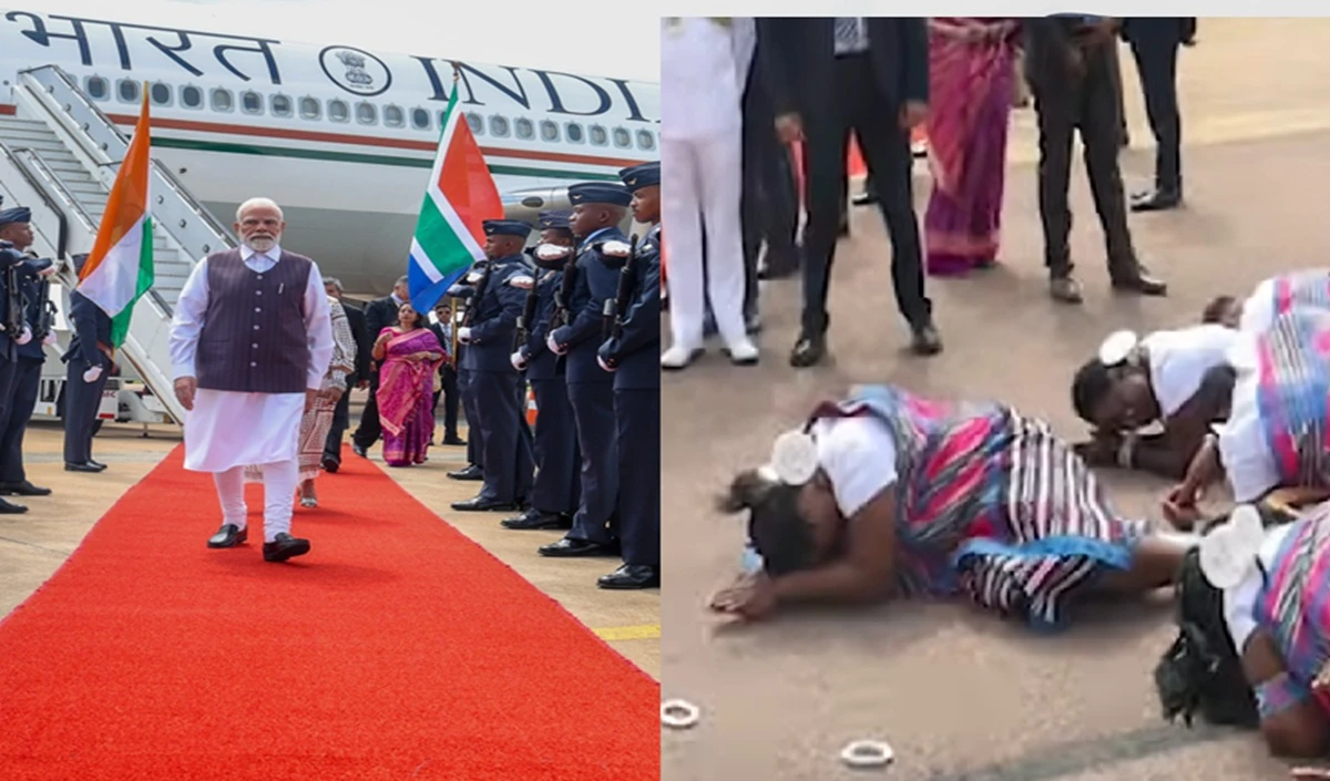 अमेरिका ने जिसे दी धमकी उसी से मिलने पहुंचे PM मोदी, ग्रैंड वेलकम में जमीन पर लेटकर किया गया प्रणाम अमेरिका ने जिसे दी धमकी उसी से मिलने पहुंचे PM मोदी, ग्रैंड वेलकम में जमीन पर लेटकर किया गया प्रणाम