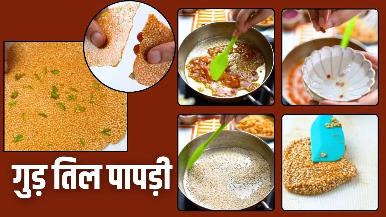 Gud Til Papdi Recipe: तिल-गुड़ से बनाएं रोटी जैसी पतली और पापड़ जैसी क्रिस्पी चिक्की, शेफ की रेसिपी Gud Til Papdi Recipe: तिल-गुड़ से बनाएं रोटी जैसी पतली और पापड़ जैसी क्रिस्पी चिक्की, शेफ की रेसिपी