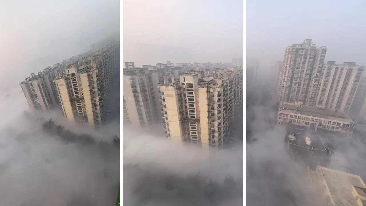नोएडा में दिखा पहाड़ों सा नजारा, 23वीं मंजिल से कैद हुआ बादलों का अद्भुत दृश्य, सोशल मीडिया पर Video वायरल नोएडा में दिखा पहाड़ों सा नजारा, 23वीं मंजिल से कैद हुआ बादलों का अद्भुत दृश्य, सोशल मीडिया पर Video वायरल