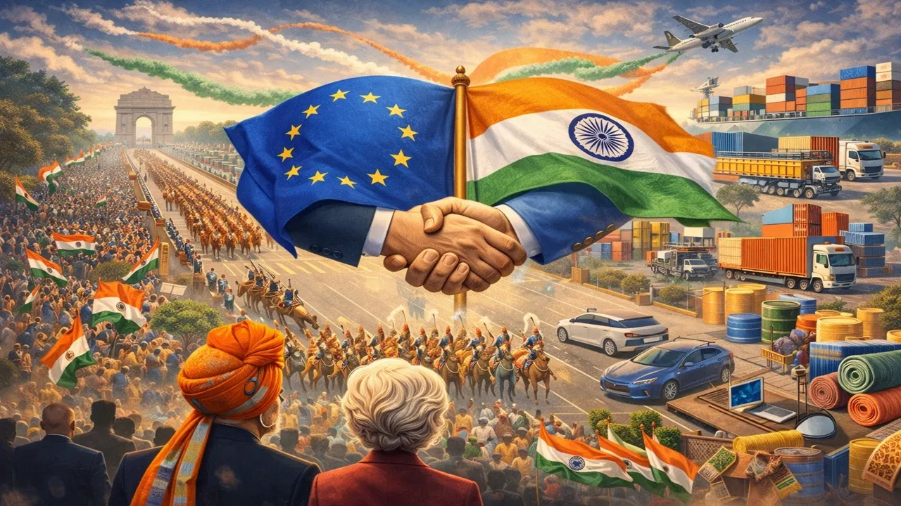Explained: कर्तव्य पथ पर सजा 12 लाख करोड़ का भविष्य! भारत-EU ट्रेड डील रचेगा नया इतिहास Explained: कर्तव्य पथ पर सजा 12 लाख करोड़ का भविष्य! भारत-EU ट्रेड डील रचेगा नया इतिहास