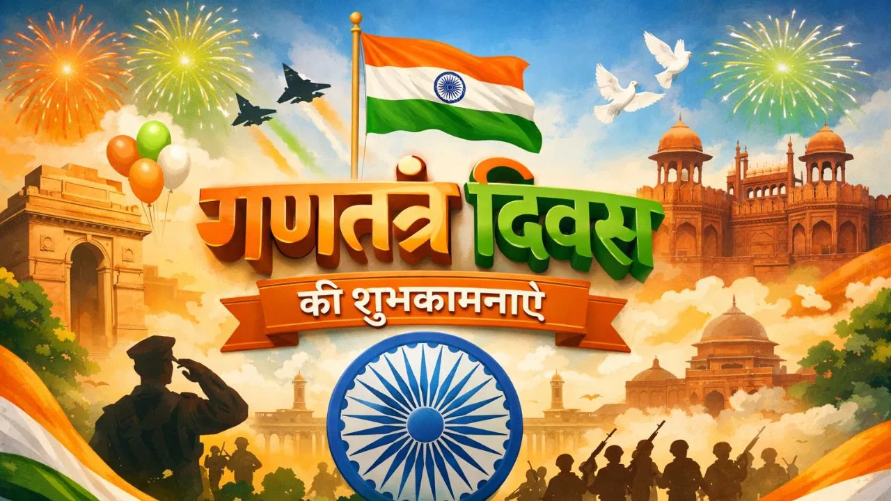 Republic Day Wishes in Hindi: संविधान की शक्ति से सशक्त भारत… गणतंत्र दिवस के शुभकामनाएं, कोट्स और शायरी Republic Day Wishes in Hindi: संविधान की शक्ति से सशक्त भारत... गणतंत्र दिवस के शुभकामनाएं, कोट्स और शायरी