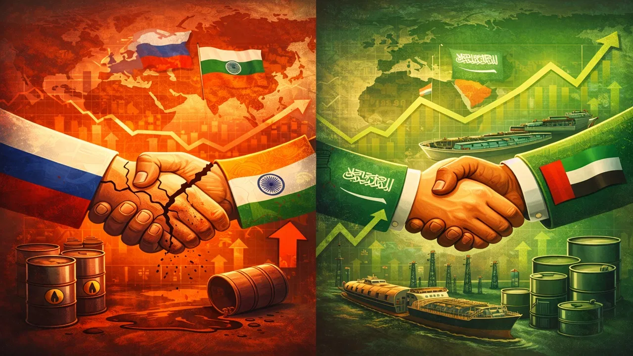रूस से ‘ब्रेकअप’, खाड़ी देशों से ‘पैचअप’! भारत के नए ‘ऑयल गेम’ से चौंकी दुनिया रूस से 'ब्रेकअप', खाड़ी देशों से 'पैचअप'! भारत के नए 'ऑयल गेम' से चौंकी दुनिया