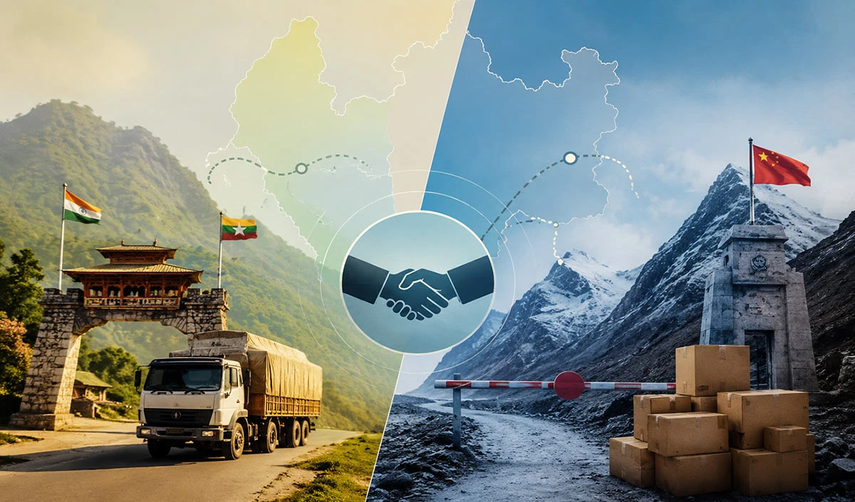 Border Trade में आया नया मोड़, Myanmar सीमा पर व्यापार शुरू, मगर घोषणा के बावजूद China सीमा पर ट्रेड शुरू नहीं हो पाया Border Trade में आया नया मोड़, Myanmar सीमा पर व्यापार शुरू, मगर घोषणा के बावजूद China सीमा पर ट्रेड शुरू नहीं हो पाया