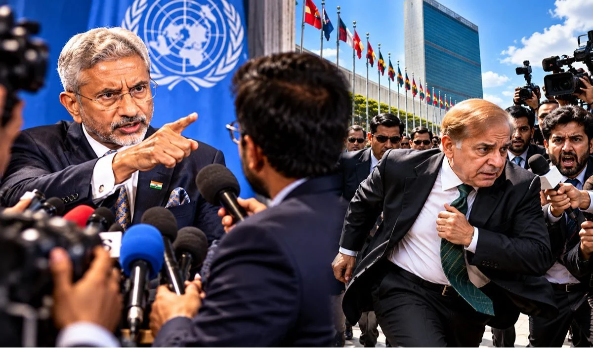 UN में Pakistan की जबरदस्त फजीहत, Terrorism पर पूछा गया सवाल तो भाग खड़े हुए Shehbaz Sharif, Jaishankar ने पाकिस्तान को चारों खाने किया चित UN में Pakistan की जबरदस्त फजीहत, Terrorism पर पूछा गया सवाल तो भाग खड़े हुए Shehbaz Sharif, Jaishankar ने पाकिस्तान को चारों खाने किया चित