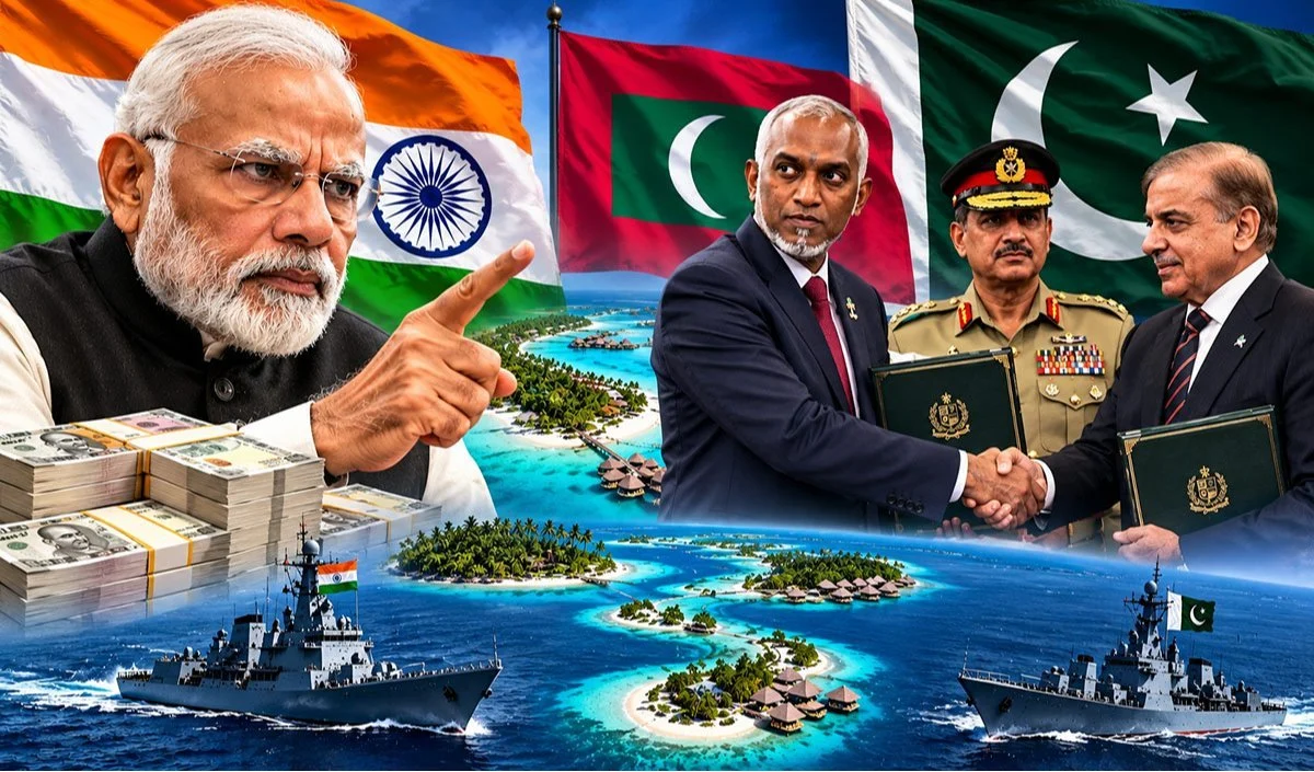 Maldives President Mohamed Muizzu ने खेला डबल गेम, India से 3000 करोड़ की मदद लेने के बाद Pakistan जाकर कर लिया Defence Agreement Maldives President Mohamed Muizzu ने खेला डबल गेम, India से 3000 करोड़ की मदद लेने के बाद Pakistan जाकर कर लिया Defence Agreement
